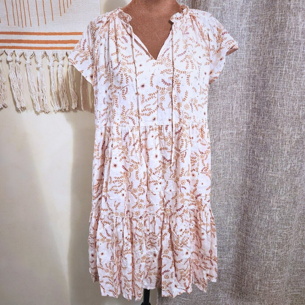 Loft Blush Colored Floral Tiered Dress | Boho & Cottagecore | Size SP (Petite)